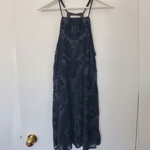 Black Velvet Detail Dress